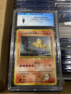 Japanese Pokemon Card CGC 9 Mint Blaine's Moltres Gym 2 Challenge Holo Old Back - Image 1