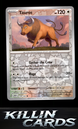 Reverse Holofoil Tauros 128/165 Pokemon Uncommon SV: Scarlet & Violet 151 Card N - Image 1
