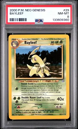 2000 POKEMON NEO GENESIS #29 BAYLEEF PSA 8 - Image 1
