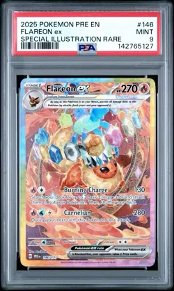 2025 POKEMON PRE EN-PRISMATIC EVOLUTIONS #146 FLAREON EX PSA 9 - Image 1