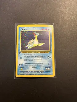 Pokemon TCG Lapras Fossil Holo First Edition 10/62 Rare Card MP - Image 1