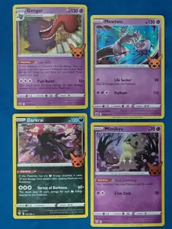 Trick or Trade Lot (Gengar, Mewtwo, Darkrai, Mimikyu) Pokemon TCG - Image 1