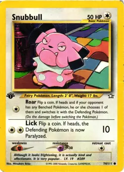 Pokemon TCG Snubbull Neo Genesis 74/111 Regular 1st Edition Common HP - Image 1