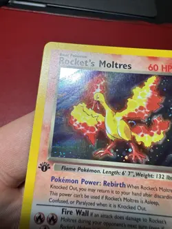 Rocket’s Moltres 12/132 1st Edition Holo Rare Gym Heroes Pokemon Card LP - Image 3
