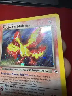 Rocket’s Moltres 12/132 1st Edition Holo Rare Gym Heroes Pokemon Card LP - Image 4