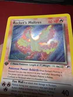 Rocket’s Moltres 12/132 1st Edition Holo Rare Gym Heroes Pokemon Card LP - Image 5
