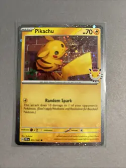 Pikachu 051 /162 Stamped 2026 Pokemon Day 30th Anniversary Promo Cosmos w/ SWIRL - Image 1