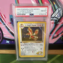 2000 POKEMON GYM HEROES HOLO-1ST ED #7 LT. SURGE'S FEAROW PSA 8 - Image 1
