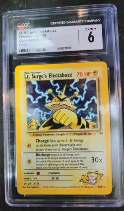 2000 Pokemon Gym Hero’s LT. Surge’s Electabuzz Holo 1st Edition #6/132 CGC 6 - Image 1