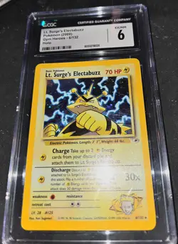 2000 Pokemon Gym Hero’s LT. Surge’s Electabuzz Holo 1st Edition #6/132 CGC 6 - Image 5
