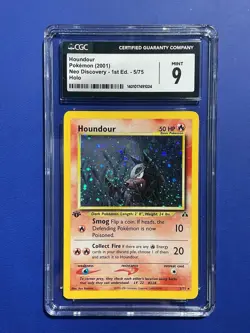 Pokemon Neo Discovery SWIRL 🌀Houndour 1st Edition Holo Low pop CGC 9 - Image 1