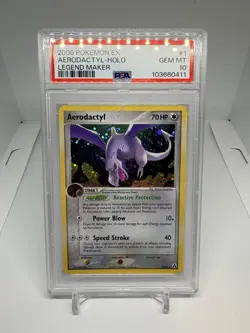 PSA 10 GEM MINT Pokemon EX Legend Maker Holo Aerodactyl #1 POP (30) New Cert - Image 1
