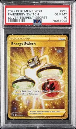 2022 POKEMON SWORD & SHIELD SILVER TEMPEST SECRET FULL ART/ENERGY SWITCH PSA 10 - Image 1