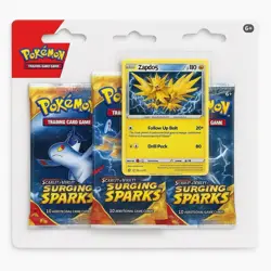 Pokemon TCG Surging Sparks 3-Pack Blister w/ Zapdos Promo (Sealed) - Image 1