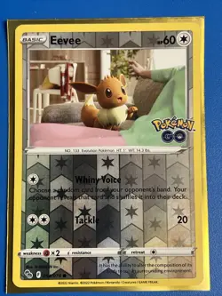 Pokemon TCG Eevee Pokemon GO 054/078 Reverse Holo Common NM 2022 + Card Saver - Image 1