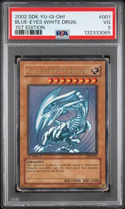 2002 YU-GI-OH! STARTER DECK: KAIBA 1ST ED #001 BLUE-EYES WHITE DRAGON PSA 3 - Image 1