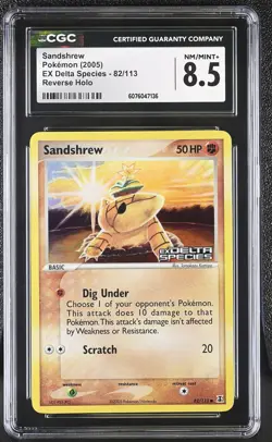 CGC 8.5 Sandshrew 2005 EX Delta Species 82/113 Reverse Holo STAMPED Pokemon Card - Image 1