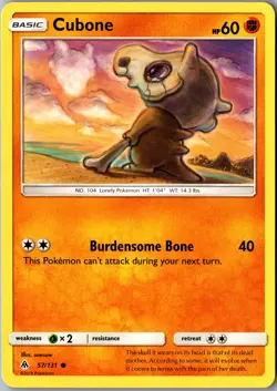 Cubone 57/131 Common SM - Forbidden Light LP Pokemon Card - Image 1