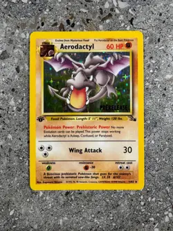 Pokemon TCG Prerelease 1st Edition Aerodactyl 1/62 Fossil Pre-release Holo - Image 1
