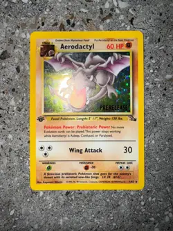 Pokemon TCG Prerelease 1st Edition Aerodactyl 1/62 Fossil Pre-release Holo - Image 3