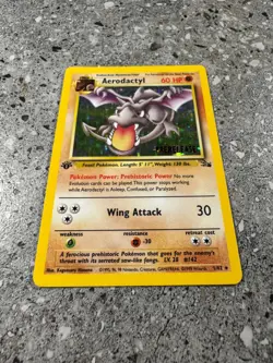 Pokemon TCG Prerelease 1st Edition Aerodactyl 1/62 Fossil Pre-release Holo - Image 5