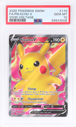 2020 Pokemon Sword and Shield Vivid Voltage Pikachu V #170 PSA 10 - Image 1