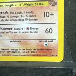 Flareon 10/110 Holo Rare Legendary Collection Pokemon Card (Moderate Play) - Image 4