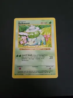 HP INDENT Pokemon Bulbasaur Base Set Shadowless 44/102 1999 WOTC - Image 1