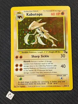Kabutops 9/62 - Fossil Unlimited Holo Rare Pokemon TCG MP - Image 1