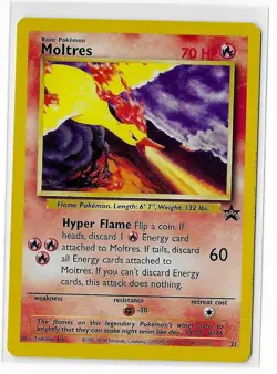 Moltres 21 Black Star Promo WOTC Vintage Pokemon TCG Card NM - Image 1
