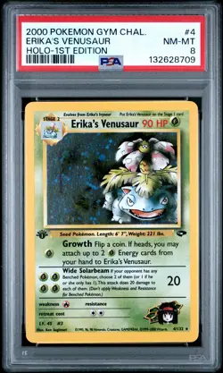 2000 POKEMON GYM CHALLENGE HOLO-1ST ED #4 ERIKA'S VENUSAUR PSA 8 - Image 1