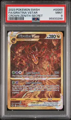 PSA 9 MINT 2023 POKEMON SWORD AND SHIELD CROWN ZENITH #GG69 FA/GIRATINA VSTAR - Image 1