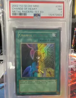 Yu-Gi-Oh! Change of Heart Ultra Rare Metal Raiders 1st Ed PSA 7 MRD-060 Eng - Image 1