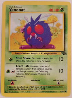**RARE** ENGLISH POKEMON CARD VENONAT 1ST ED JUNGLE 63/64 - Image 1