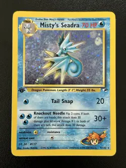 MISTY'S SEADRA Pokemon Card - WOTC - 1st Edition - Gym Heroes - 9/132 - NM (A) - Image 1