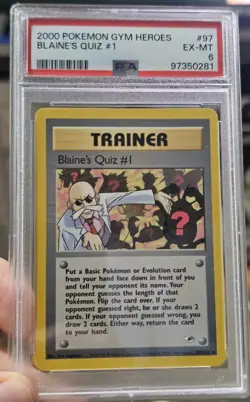 Blaine's Quiz #1 097/132 Gym Heroes Regular PSA 6 Pokemon 2000 - Image 1
