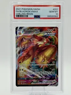 POKEMON SWSH CHILLING REIGN FULL ART HOLO BLAZIKEN VMAX 21/198 PSA 10 GEM MINT - Image 1