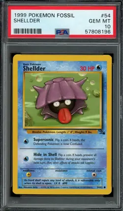 Shellder Pokemon 1999 Fossil Unlimited Common 54/62 WOTC PSA 10 GEM MT - Image 1