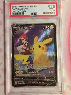 Fa/Pikachu V Lost Origin Pokemon Sword & Shield Lost Origin TG16 NM PSA 9 - Image 1