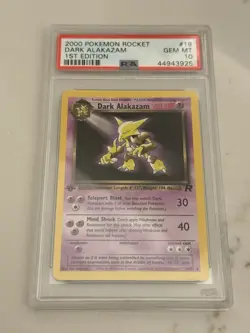 2000 Pokemon Dark Alakazam Team Rocket 1st Edition Rare #18 PSA 10 Gem Mint - Image 1