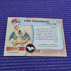 1999 Pokemon TV Animation Edition Charizard #06 Topps Pokemon VG - Image 3