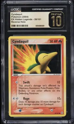 Pokemon Cyndaquil EX Hidden Legends Reverse Holo #59 CGC 10 Pristine - Image 1