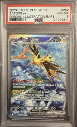 Zapdos ex #202/165 - 2023 Pokemon SV Mew EN 151 - PSA 8 - Image 1