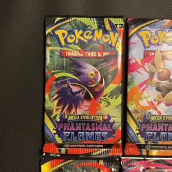 Pokemon TCG Mega Evolution Phantasmal Flames Booster Pack Art Set 4 Packs Total - Image 2
