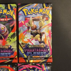 Pokemon TCG Mega Evolution Phantasmal Flames Booster Pack Art Set 4 Packs Total - Image 3