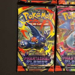 Pokemon TCG Mega Evolution Phantasmal Flames Booster Pack Art Set 4 Packs Total - Image 4