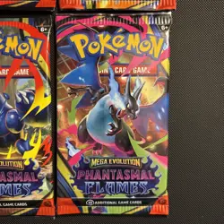 Pokemon TCG Mega Evolution Phantasmal Flames Booster Pack Art Set 4 Packs Total - Image 5