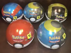 Pokemon TCG PokeBall Tins D25 Lot of 5 - 15 Booster Packs SEALED - Image 1