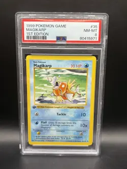 1999 POKEMON BASE SET 1ST EDITION #35 MAGIKARP PSA 8 - Image 1