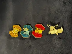 Pokemon TCG Enamel Pin Set Flareon, Vaporeon, Jolteon Official + Shiny Eevee Pin - Image 1